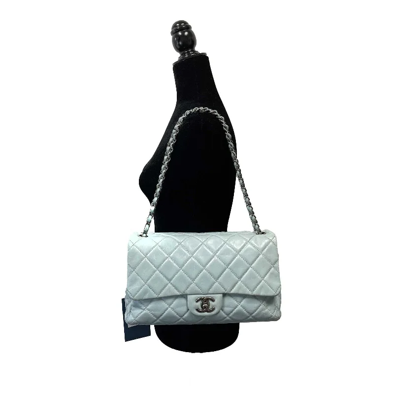 CHANEL - Baby Blue Seasonal CC Jumbo Single Flap - Lambskin / Ruthenium Hardware