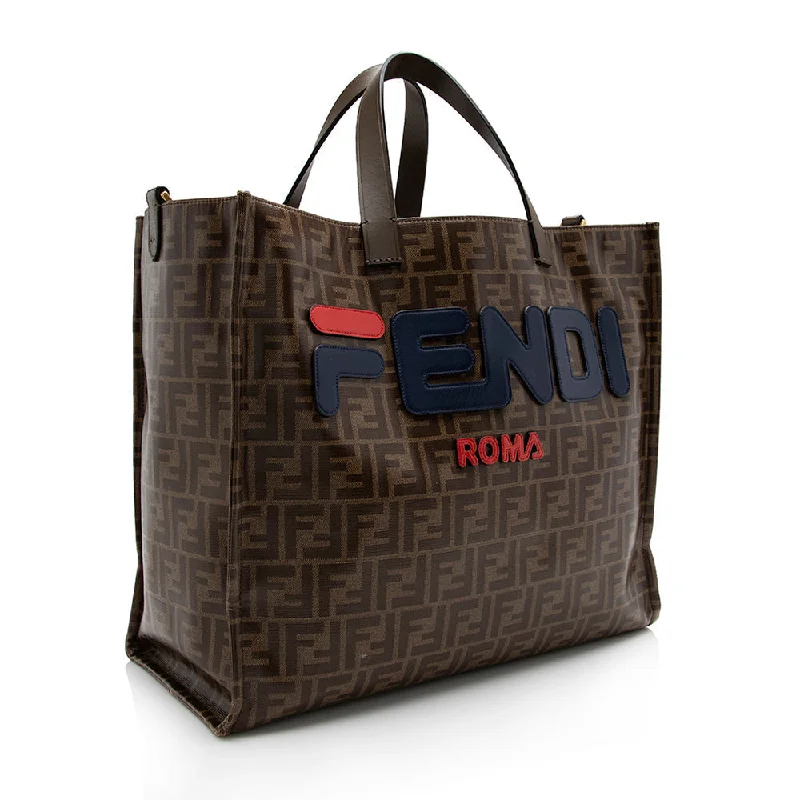 Fendi Coated Canvas Fila Mania Logo Shopper Tote (SHF-17070)