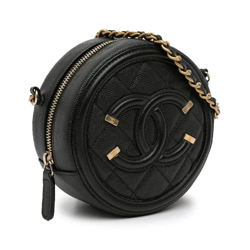 Chanel Caviar CC Filigree Round Crossbody (bEzArR)