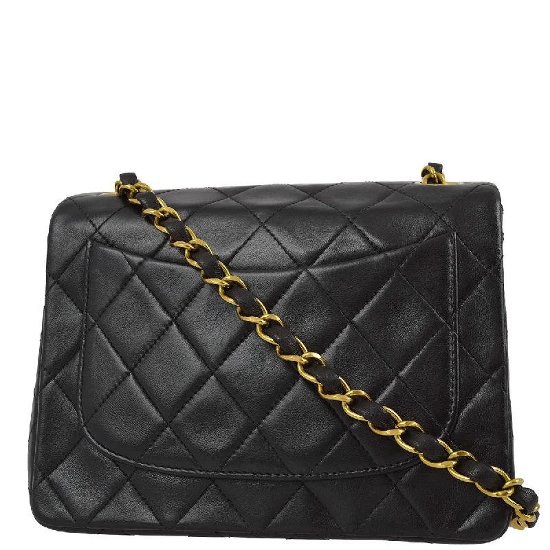 Chanel 1991-1994 Black Lambskin Mini Classic Square Flap Bag 17