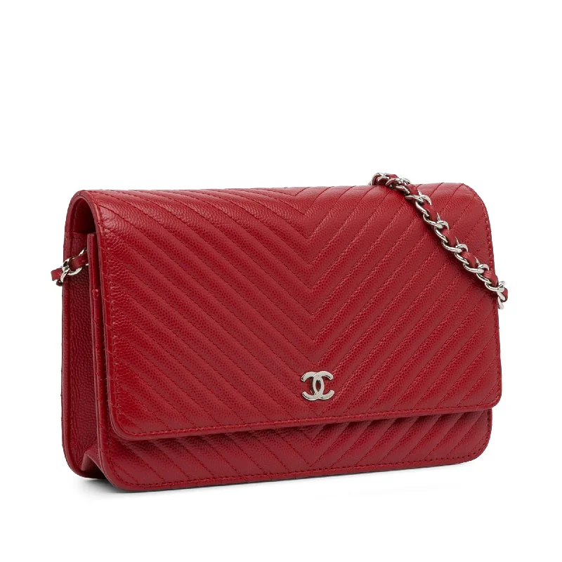 Chanel CC Chevron Caviar Wallet On Chain (JxT8UF)