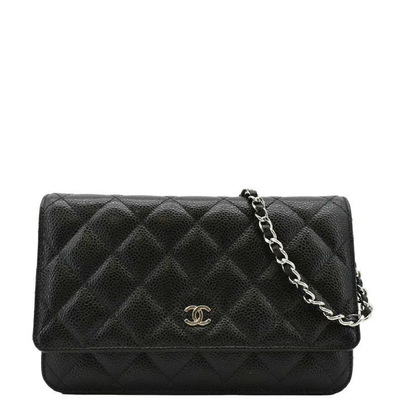 CHANEL WOC Quilted Caviar Leather Crossbody Bag Black