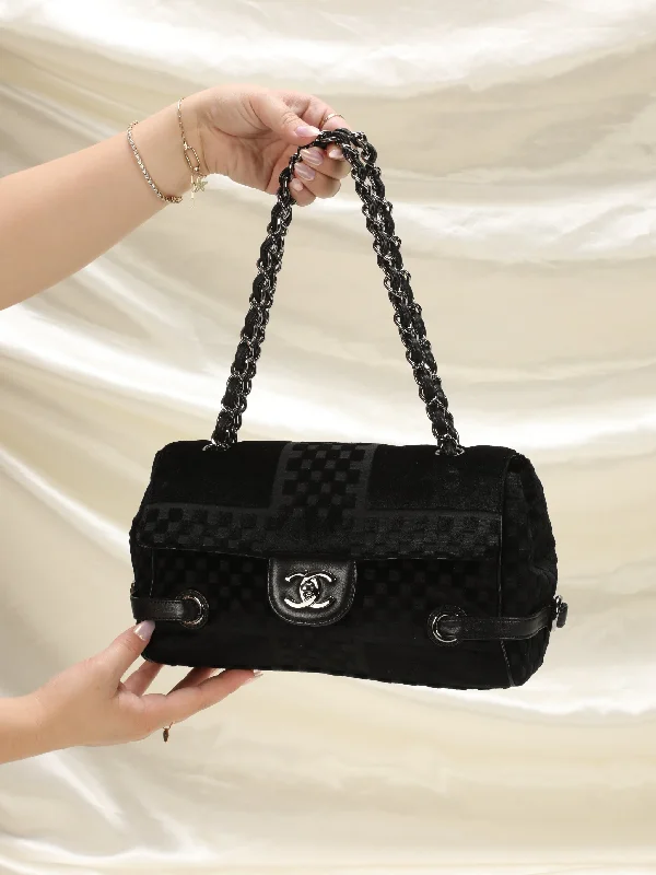 Chanel Velvet Checkered Chain Flap Bag