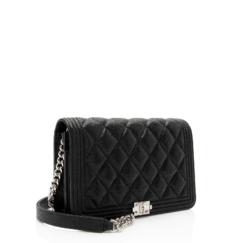 Chanel Caviar Leather Boy Wallet on Chain (Rw1D6r)