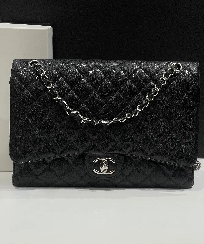 Chanel - sac classique maxi jumbo cuir caviar noir