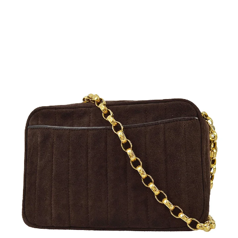 Chanel 1991-1994 Brown Suede Mademoiselle Camera Bag Mini