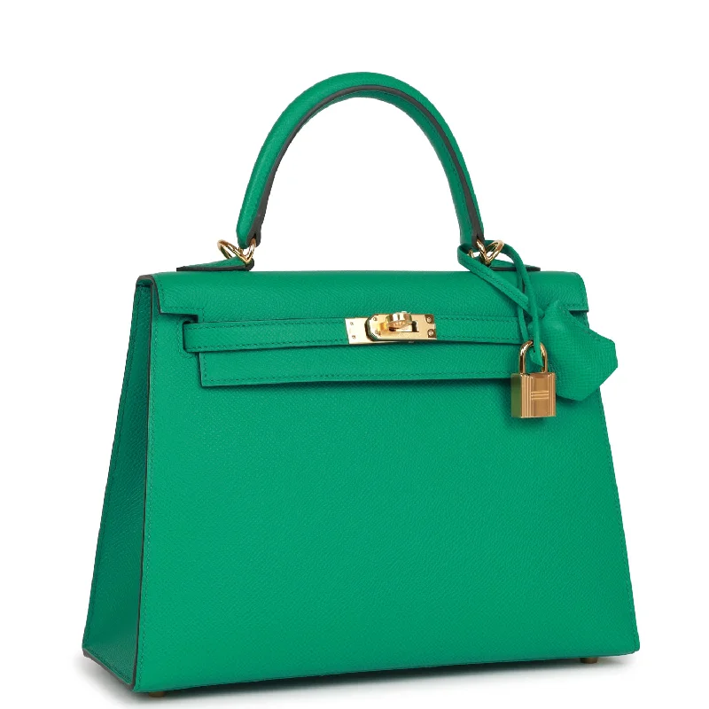 Hermes Kelly Sellier 25 Vert Jade Epsom Gold Hardware