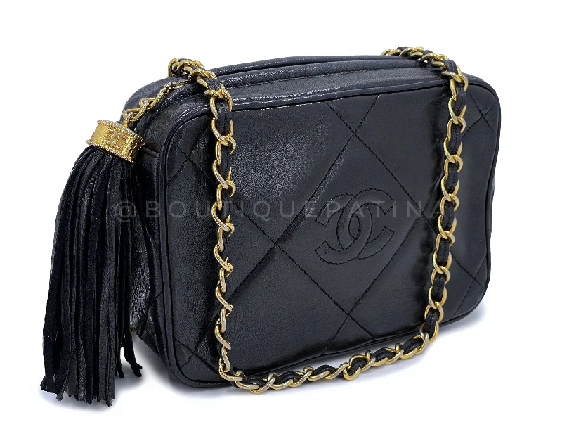 Chanel 1987 Vintage Black Mini Camera Case Bag 24k GHW Lambskin