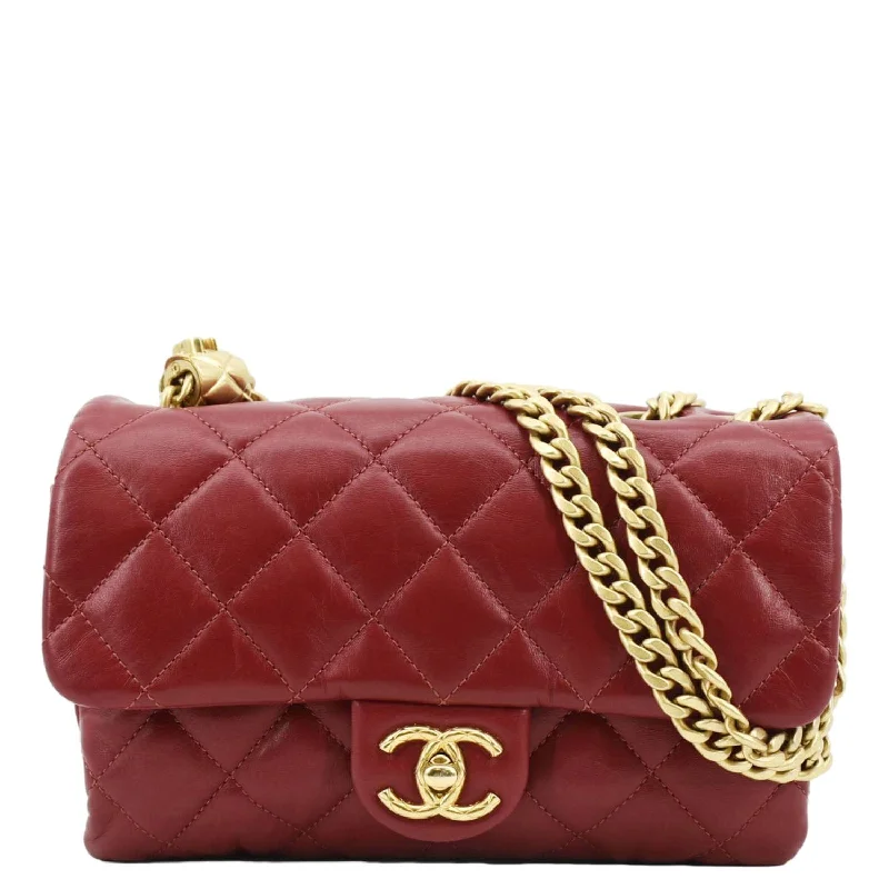 CHANEL Small Pillow Crush Flap Quilted Leather Shoulder Bag Red