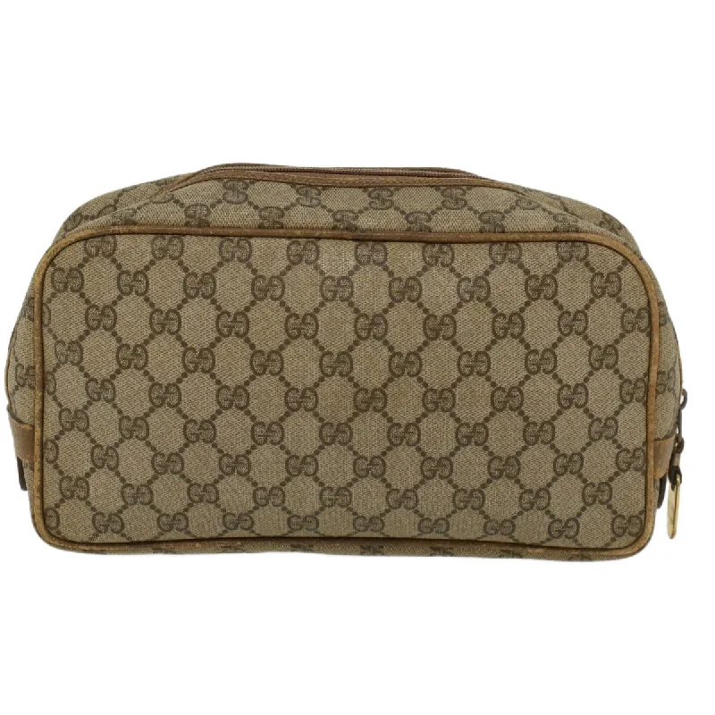 GUCCI GG Canvas Clutch Bag PVC Leather Beige  ar9845