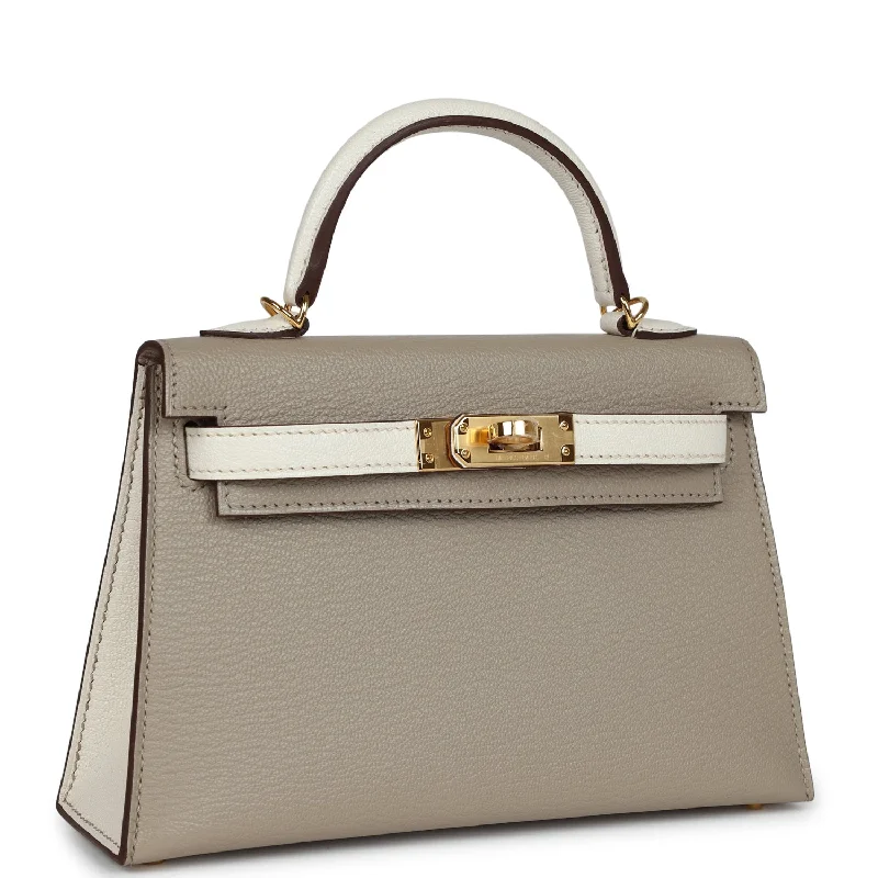 Hermes Special Order (HSS) Kelly 20 Gris Tourterelle and Nata Chevre Gold Hardware