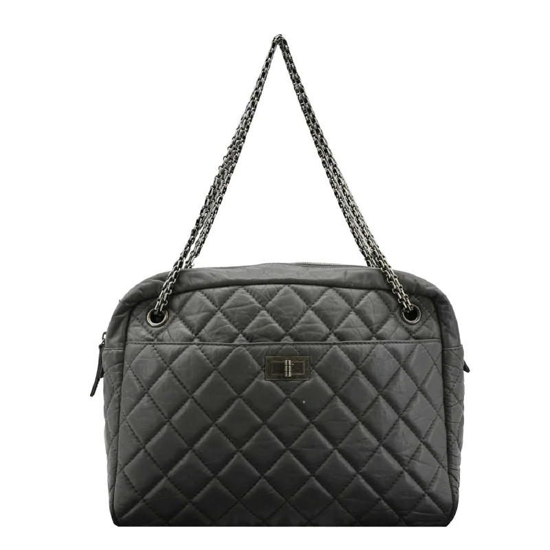 CHANEL Reissue Large Quilted Leather Camera Shoulder Bag Grey