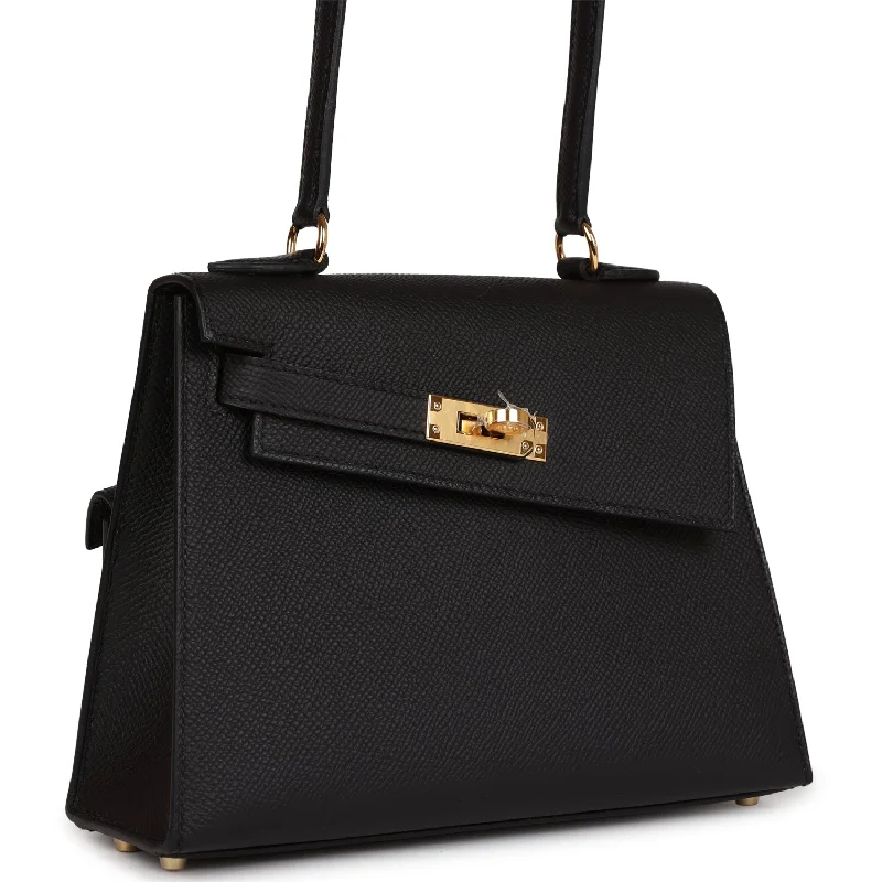 Hermes Kelly Sellier en Desordre 20 Black Epsom Gold Hardware