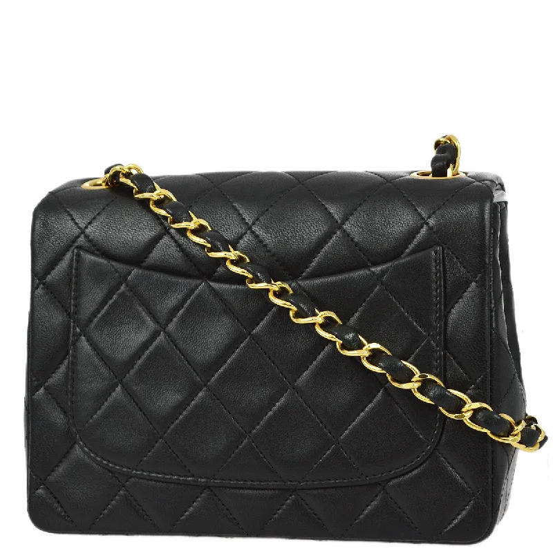 Chanel 1991-1994 Black Lambskin Mini Classic Square Flap Bag 17