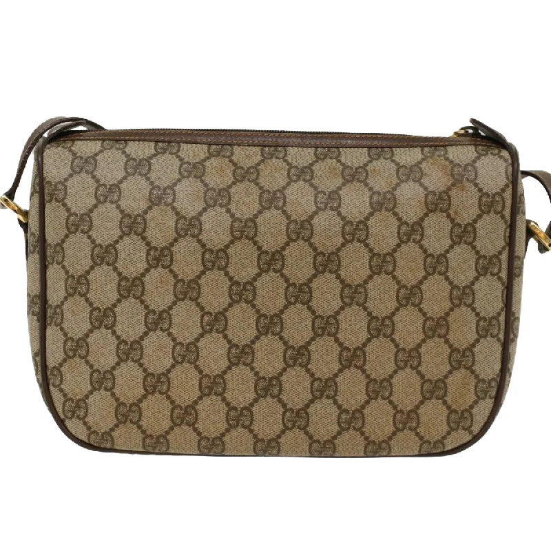 GUCCI GG Canvas Web Sherry Line Shoulder Bag PVC Leather Beige Green  47988