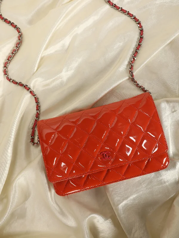 Chanel Tangerine Patent Wallet on Chain