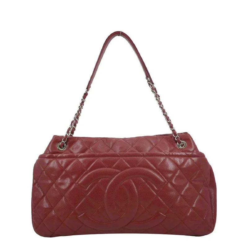 CHANEL Timeless CC Soft Quilted Leather Shopping Tote Bag Red