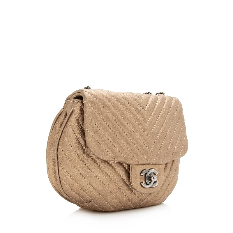 Chanel Chevron Metallic Aged Calfskin Bubble Small Flap Bag (22686)