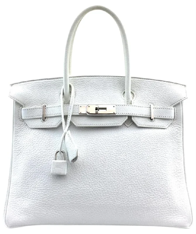 Hermès Birkin Clemence 30 Cm Tote Shw White Leather Satchel