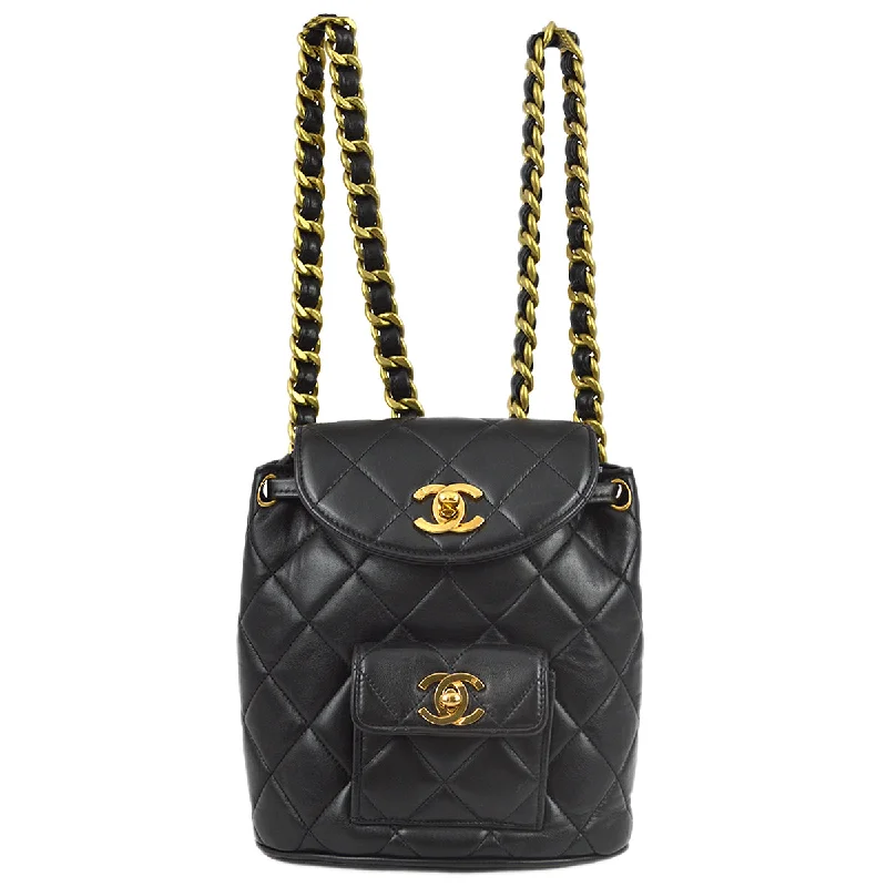 Chanel 1991-1994 Black Lambskin Small Duma Backpack