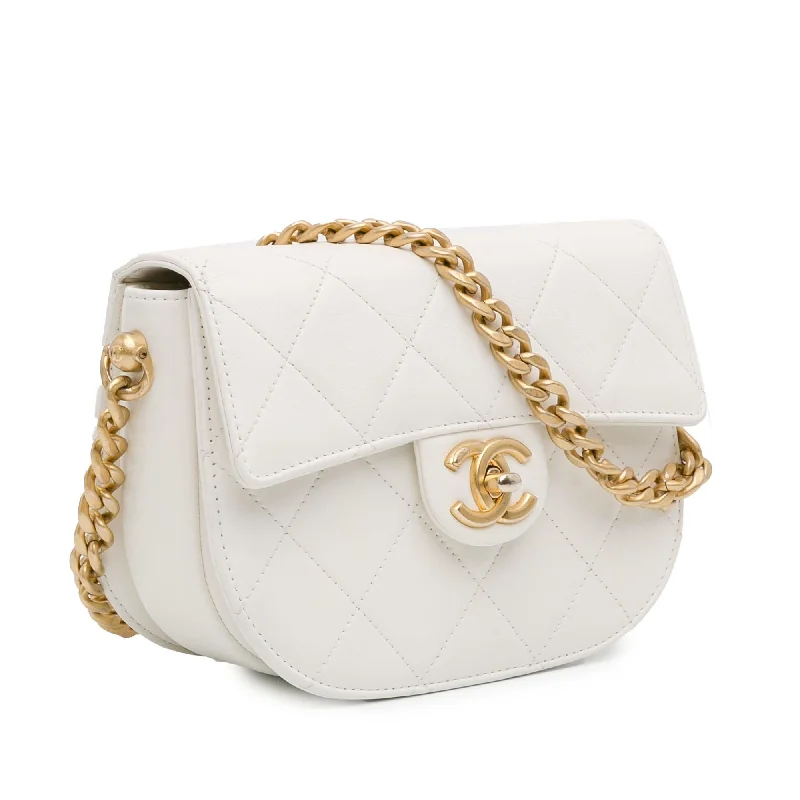 Chanel CC Quilted Lambskin Round Moon Messenger Flap (ZHZyok)