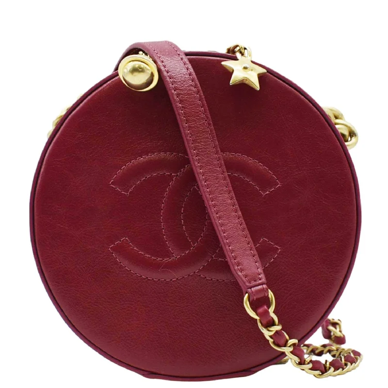 CHANEL Round As Earth Leather Crossbody Bag Fuchsia